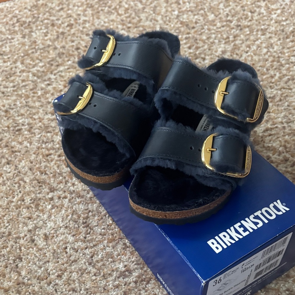 Birkenstock Arizona Midnight Shearling Sandals
